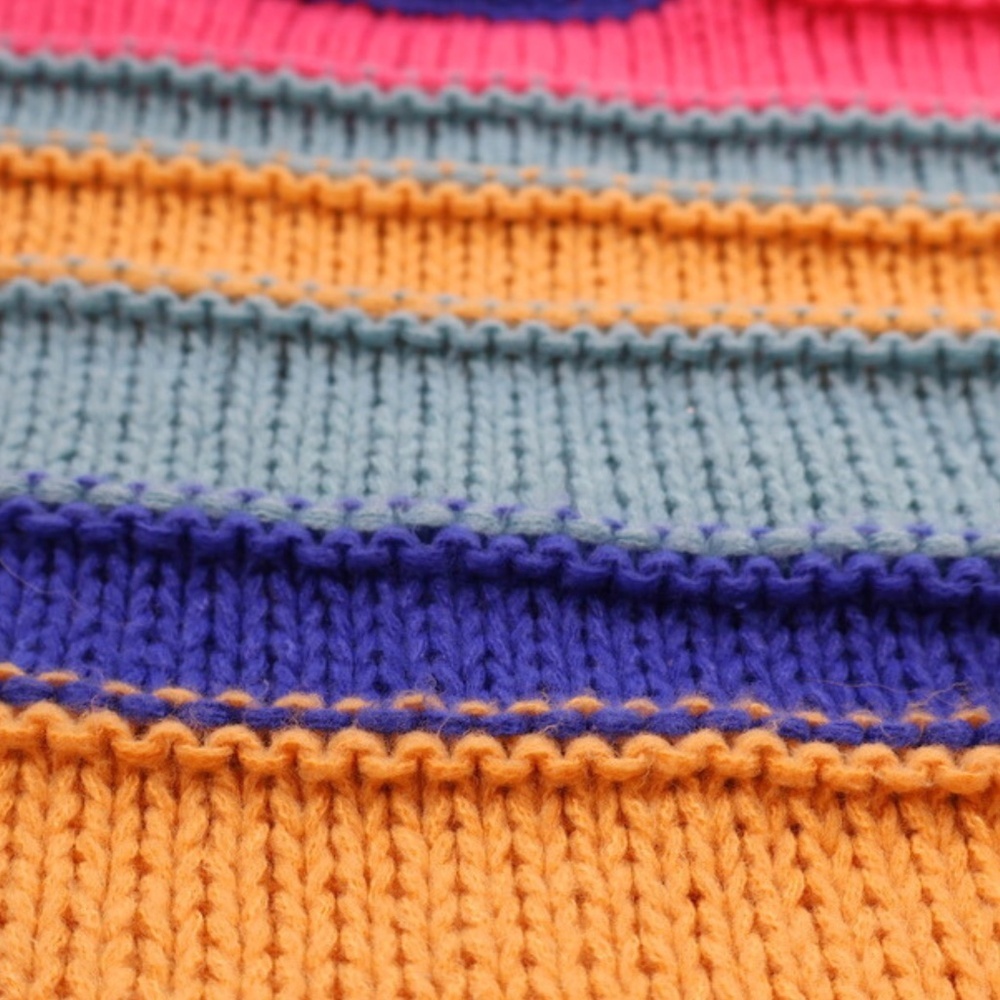 Debut Colorblock Chunky Knit Sweater Size Small Cropped Striped - Picture 6 of 10